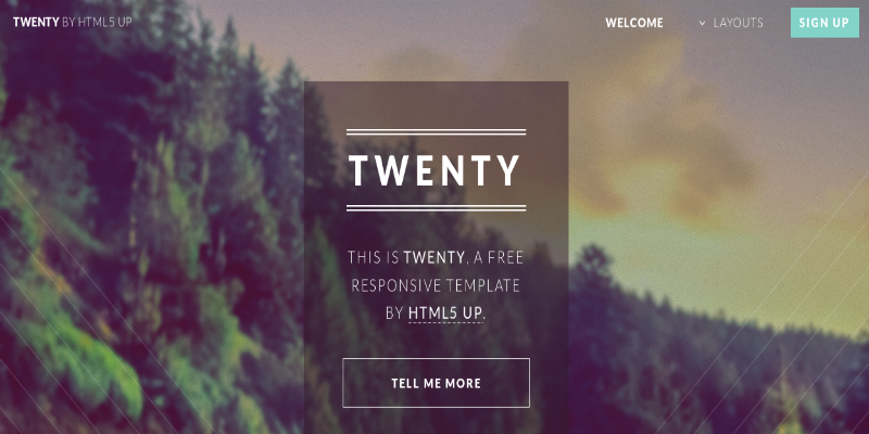 Twenty HTML5 Parallax Template