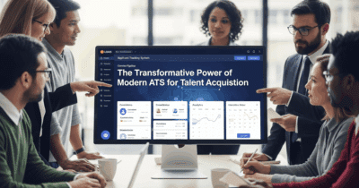 Team discussing advanced ATS solutions for talent acquisition in a modern workspace.